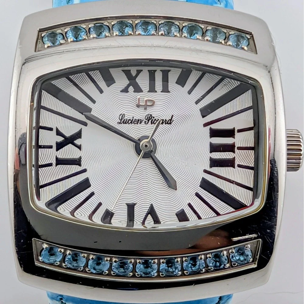 Lucien Piccard 27077BU Swiss Watch Sapphire Textured Guilloche Dial Blue Crystal